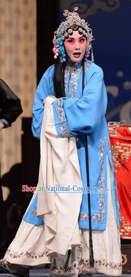 Chinese Hebei Clapper Opera Distress Maiden Li Shuping Garment Costumes and Headdress Chen Sanliang Traditional Bangzi Opera Young Female Dress Diva Apparels