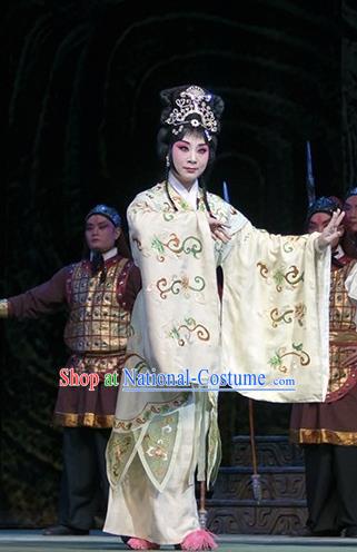 Chinese Hebei Clapper Opera Actress Garment Costumes and Headdress Te Bai City Traditional Bangzi Opera Hua Tan Dress Princess Apparels