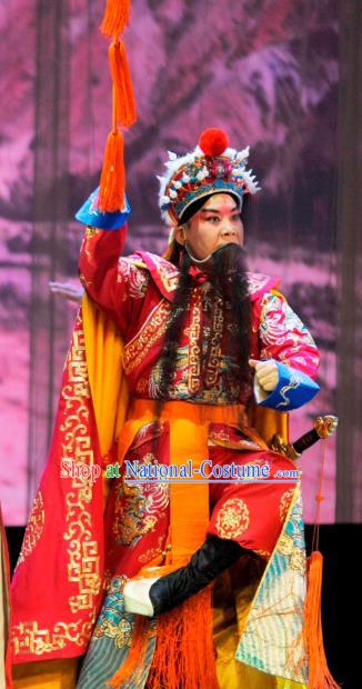 Nan Bei He Chinese Bangzi Opera Elderly Male Apparels Costumes and Headpieces Traditional Hebei Clapper Opera Martial Male Garment Yang Silang Clothing