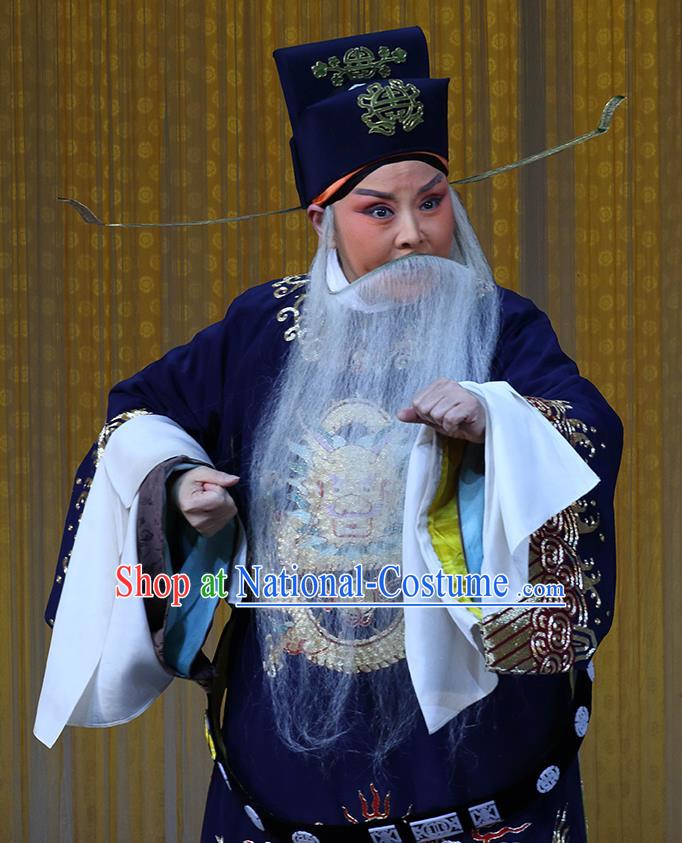 In Extremely Good Fortune Chinese Bangzi Opera Official Qiao Xuan Apparels Costumes and Headpieces Traditional Hebei Clapper Opera Laosheng Garment Elderly Male Clothing