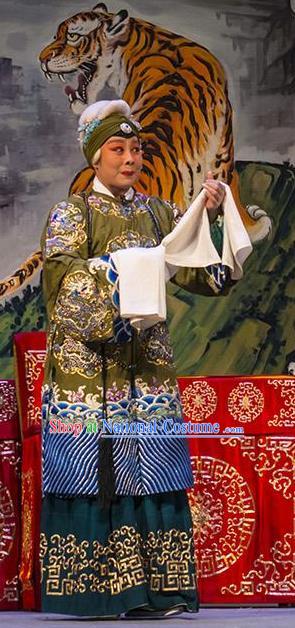 Chinese Shanxi Clapper Opera Laodan She Saihua Garment Costumes and Headdress San Guan Pai Yan Traditional Bangzi Opera Elderly Female Dress Dame Apparels