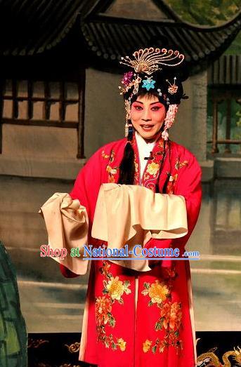 Chinese Shanxi Clapper Opera Actress Garment Costumes and Headdress Traditional Bangzi Opera Young Female Dress Princess Apparels