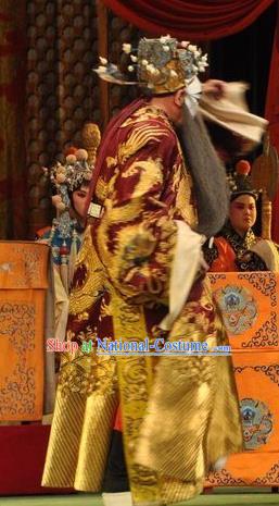 Loyal To Imperial Family Chinese Bangzi Opera Treacherous Official Pang Wen Apparels Costumes and Headpieces Traditional Shanxi Clapper Opera Laosheng Garment Jing Role Clothing