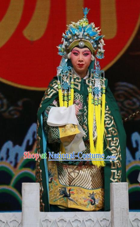 Chinese Shanxi Clapper Opera Dame Garment Costumes and Headdress Women General of Yang Family Traditional Bangzi Opera Pantaloon She Saihua Dress Apparels