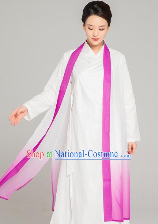 Asian Chinese Traditional Tang Suit Rosy Chiffon Cloak Martial Arts Costumes China Kung Fu Upper Outer Garment Cardigan for Women