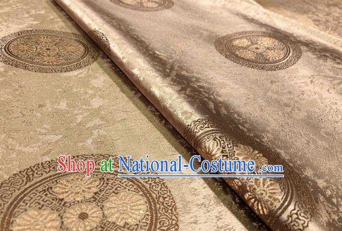 Light Tan Asian Chinese Traditional Chrysanthemum Pattern Design Nanjing Brocade Silk Fabric Tang Suit Tapestry Satin Material