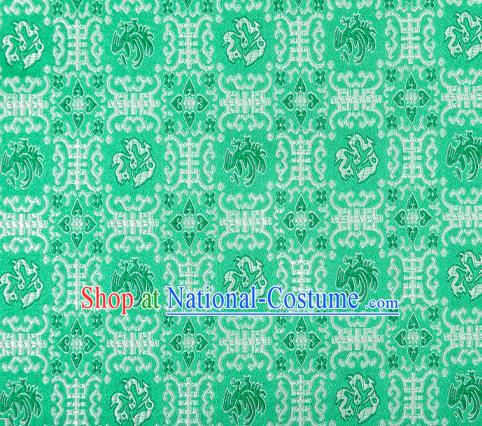 Chinese Classical Monster Pattern Design Green Brocade Silk Fabric Tapestry Material Asian Traditional DIY Qipao Dress Satin Damask