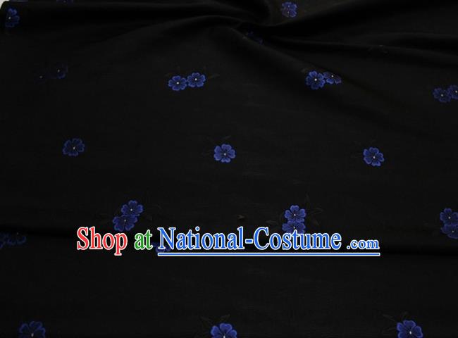 Chinese Classical Blossom Pattern Design Black Brocade Silk Fabric DIY Satin Damask Asian Traditional Qipao Dress Tapestry Material