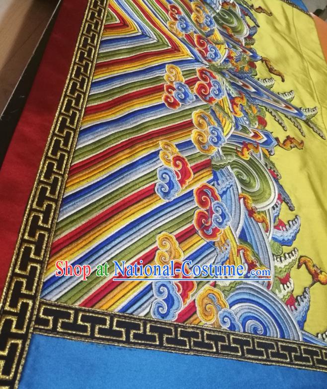 Top Quality Chinese Classical Clouds Wave Pattern Yellow Blended Material Asian Satin Traditional Curtain Jacquard Cloth Fabric