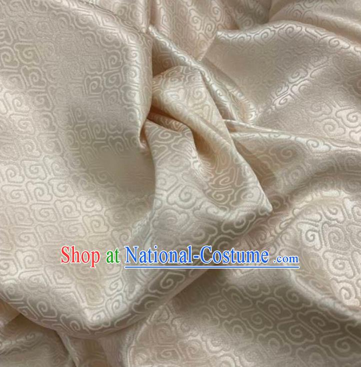 Chinese Hanfu Dress Traditional Cloud Pattern Design Beige Satin Fabric Silk Material Traditional Asian Brocade Tapestry