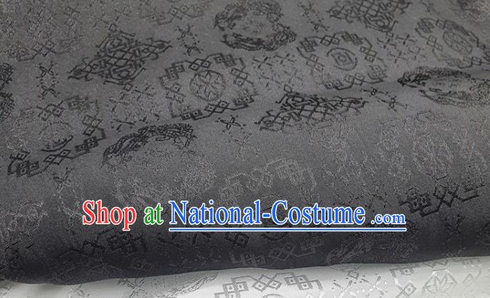 Chinese Hanfu Dress Traditional Dragon Pattern Design Black Satin Fabric Silk Material Traditional Asian Cloth Tapestry