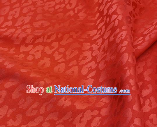 Chinese Traditional Leopard Dragonfly Pattern Design Rust Red Satin Fabric Silk Material Traditional Asian Tang Suit Cloth Tapestry