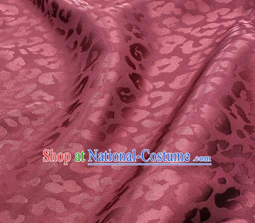 Chinese Traditional Leopard Dragonfly Pattern Design Maroon Satin Fabric Silk Material Traditional Asian Tang Suit Cloth Tapestry