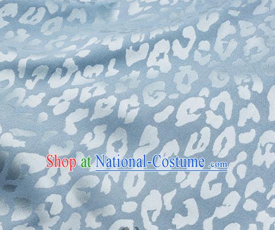 Chinese Traditional Leopard Dragonfly Pattern Design Blue Satin Fabric Silk Material Traditional Asian Tang Suit Cloth Tapestry