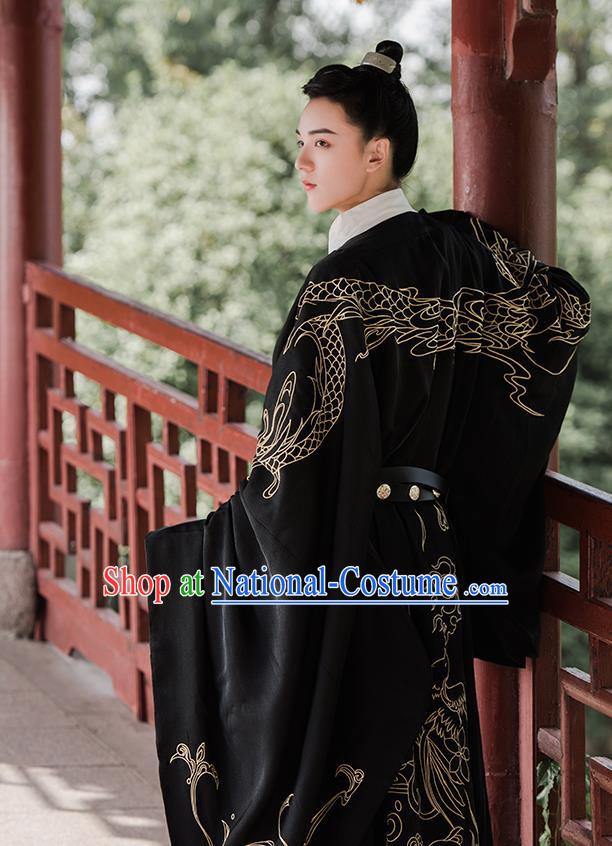 Chinese Ancient Crown Prince Hanfu Garment Traditional Song Dynasty Swordsman Costumes Embroidered Robe and Underwear for Men