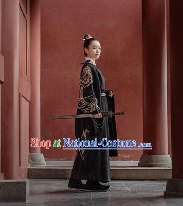 Chinese Ancient Crown Prince Hanfu Garment Traditional Song Dynasty Swordsman Costumes Embroidered Robe and Underwear for Men