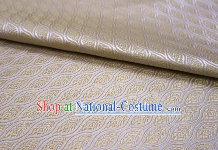 Top Quality Japanese Classical Leaf Pattern White Satin Material Asian Traditional Brocade Kimono Nishijin Tapestry Cloth Fabric