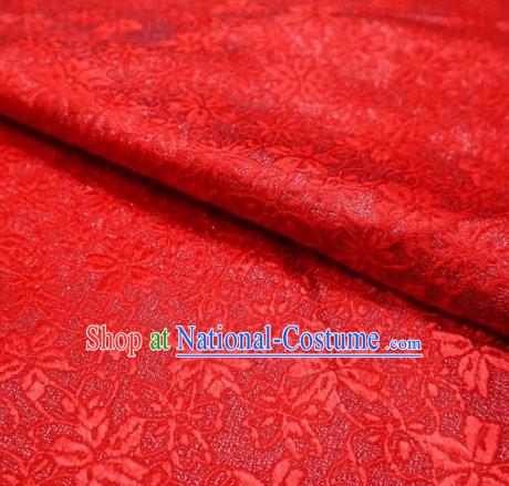 Top Quality Japanese Classical Sakura Pattern Red Tapestry Satin Material Asian Traditional Brocade Kimono Nishijin Cloth Fabric