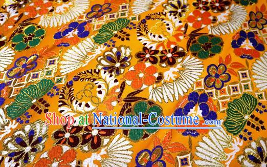 Top Quality Japanese Kimono Classical Banana Pattern Golden Tapestry Satin Material Asian Traditional Cloth Brocade Nishijin Fabric