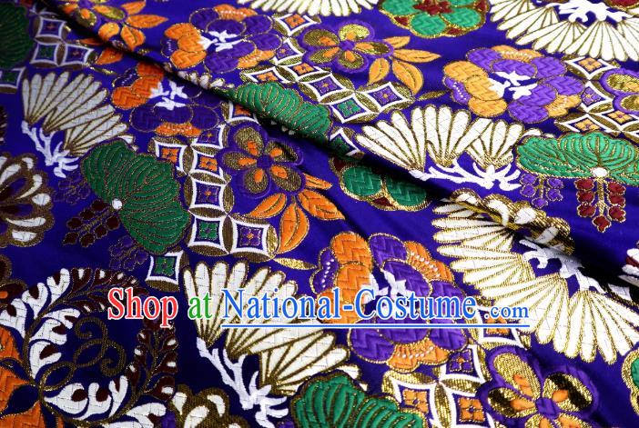 Top Quality Japanese Kimono Classical Banana Pattern Royalblue Tapestry Satin Material Asian Traditional Cloth Brocade Nishijin Fabric