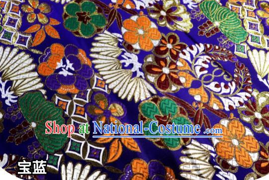 Top Quality Japanese Kimono Classical Banana Pattern Royalblue Tapestry Satin Material Asian Traditional Cloth Brocade Nishijin Fabric