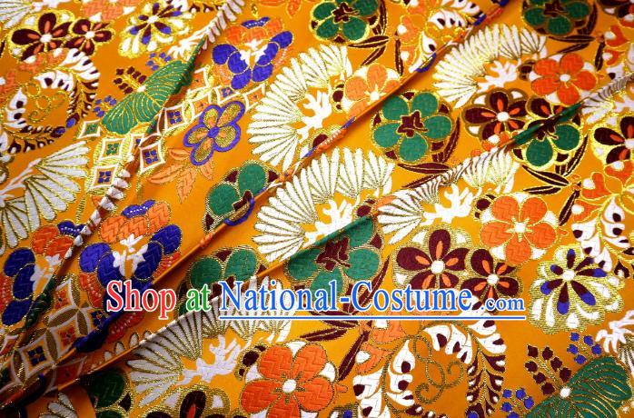 Top Quality Japanese Kimono Classical Banana Pattern Golden Tapestry Satin Material Asian Traditional Cloth Brocade Nishijin Fabric