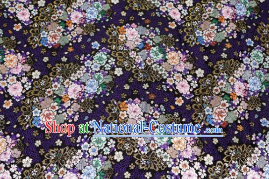 Top Quality Japanese Kimono Classical Sakura Pattern Black Tapestry Satin Material Asian Traditional Cloth Brocade Nishijin Fabric