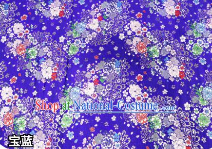 Top Quality Japanese Kimono Classical Sakura Pattern Royalblue Tapestry Satin Material Asian Traditional Cloth Brocade Nishijin Fabric