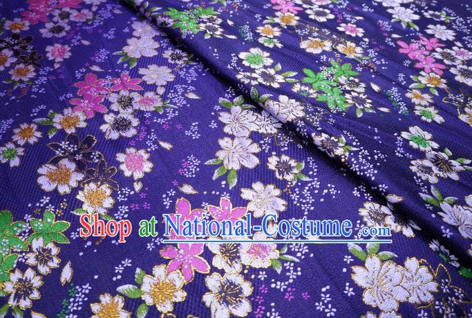 Royalblue Top Quality Japanese Kimono Classical Sakura Pattern Tapestry Satin Material Asian Traditional Cloth Brocade Nishijin Fabric