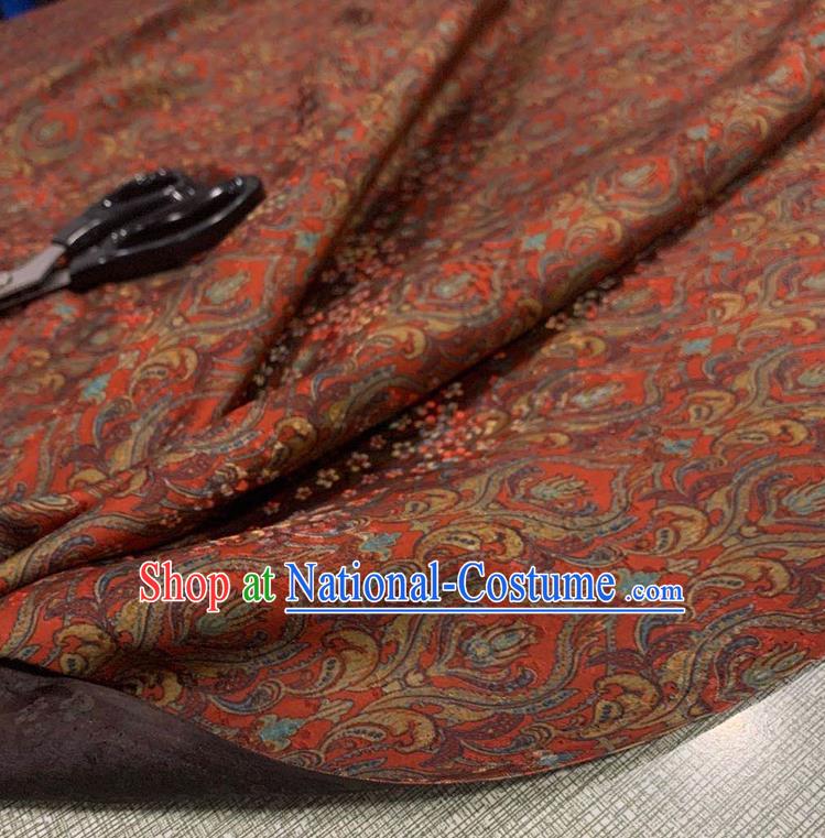 Chinese Classical Pattern Rust Red Watered Gauze Asian Top Quality Silk Material Cloth Hanfu Dress Fabric