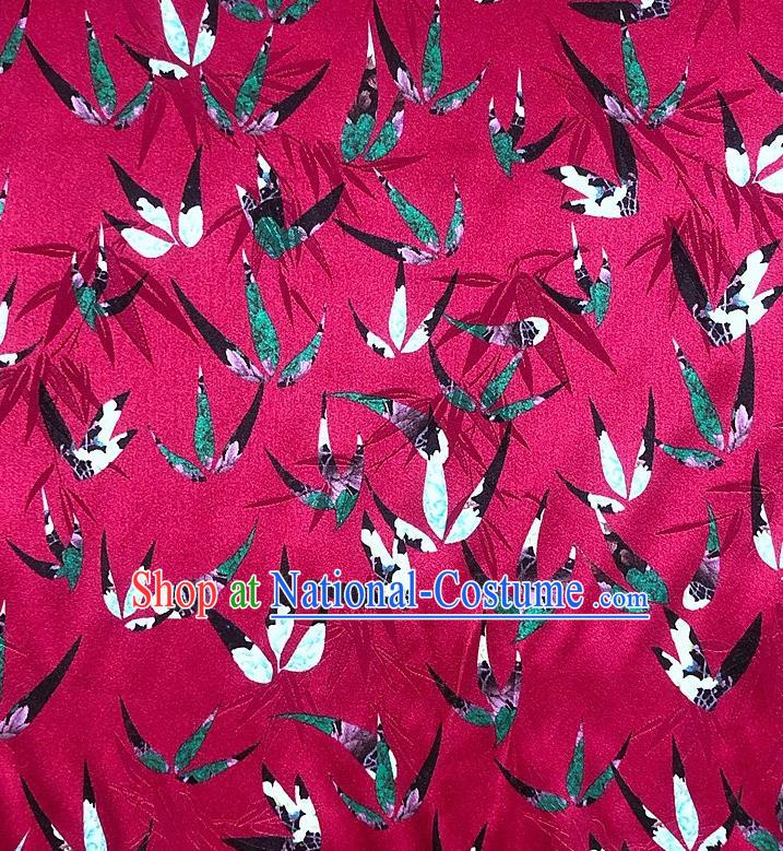 Chinese Classical Bamboo Leaf Pattern Magenta Watered Gauze Asian Top Quality Silk Material Hanfu Dress Brocade Cheongsam Cloth Fabric