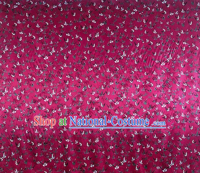 Chinese Classical Bamboo Leaf Pattern Magenta Watered Gauze Asian Top Quality Silk Material Hanfu Dress Brocade Cheongsam Cloth Fabric