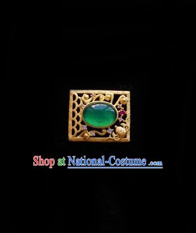 Chinese Classical Cheongsam Chrysoprase Brooch Traditional Hanfu Accessories Handmade Breastpin for Women