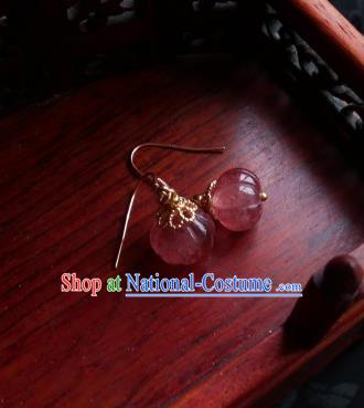 Chinese Handmade Wine Red Pumpkin Earrings Traditional Hanfu Ear Jewelry Accessories Ancient Princess Eardrop for Women