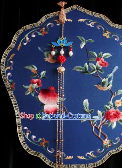 Chinese Classical Cheongsam Blue Lotus Brooch Traditional Hanfu Accessories Handmade Pearls Tassel Breastpin Pendant for Women