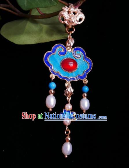 Chinese Classical Agate Brooch Traditional Hanfu Cheongsam Accessories Handmade Pearls Tassel Breastpin Pendant for Women