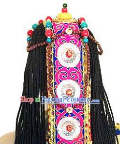 Chinese Traditional Tibetan Nationality Hair Clasp Decoration Handmade Zang Ethnic Headdress Stage Show Frontlet Hair Accessories for Women