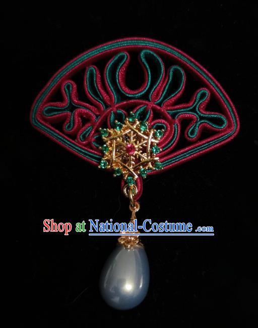 Chinese Classical Pearl Brooch Traditional Hanfu Cheongsam Accessories Handmade Silk Crystal Breastpin Pendant for Women