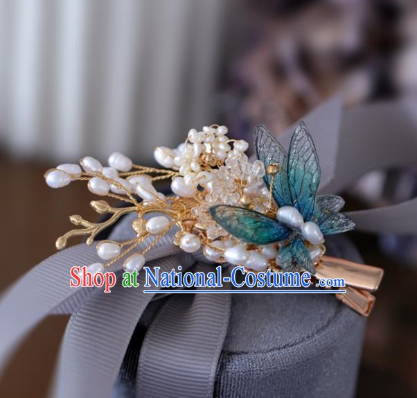 Handmade Retro Green Butterfly Flowers Hair Claw Top Grade Hair Accessories Hair Stick Pearls Hair Pin for Women