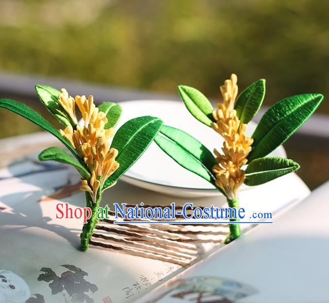 Handmade Chinese Fragrans Hair Comb Classical Hair Accessories Ancient Princess Hanfu Silk Leaf Hairpins Headwear for Women