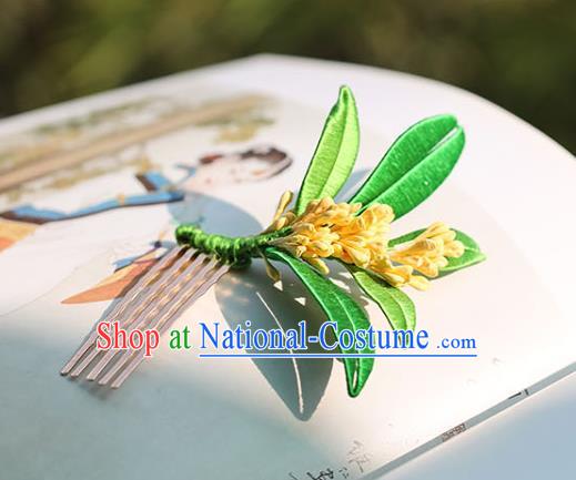 Handmade Chinese Fragrans Hair Comb Classical Hair Accessories Ancient Princess Hanfu Silk Leaf Hairpins Headwear for Women