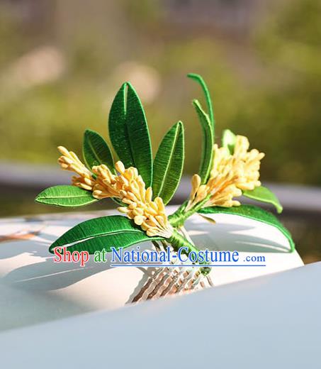 Handmade Chinese Fragrans Hair Comb Classical Hair Accessories Ancient Princess Hanfu Silk Leaf Hairpins Headwear for Women