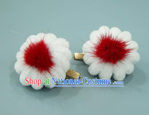 Handmade Chinese Velvet Red Pumpkin Hair Claws Traditional Classical Hair Accessories Ancient Imperial Consort Hair Stick for Women