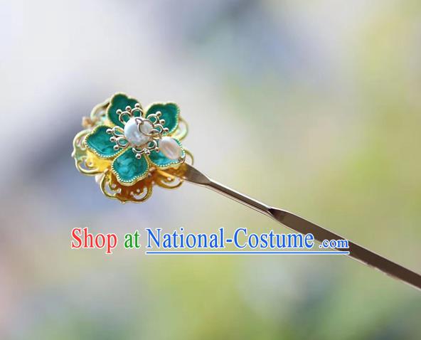 Handmade Chinese Court Pearls Hair Clip Traditional Classical Hair Accessories Ancient Qing Dynasty Imperial Consort Hairpins for Women