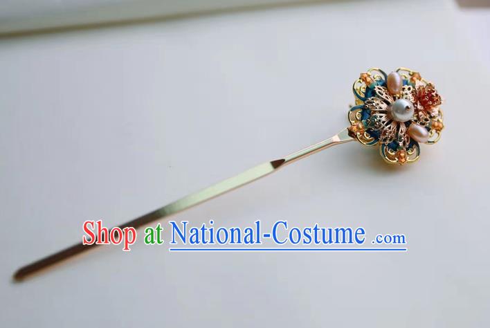 Handmade Chinese Court Pearls Hair Clip Traditional Classical Hair Accessories Ancient Qing Dynasty Imperial Consort Hairpins for Women