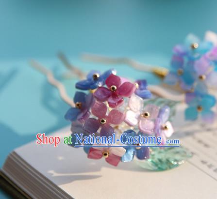 Handmade Chinese Classical Hydrangea Hairpins Traditional Hair Accessories Ancient Hanfu Hair Clip for Women