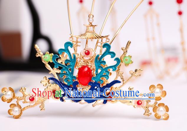 Chinese Classical Wedding Cloisonne Phoenix Tassel Hair Crown Traditional Bride Hair Accessories Handmade Hanfu Phoenix Coronet Full Set