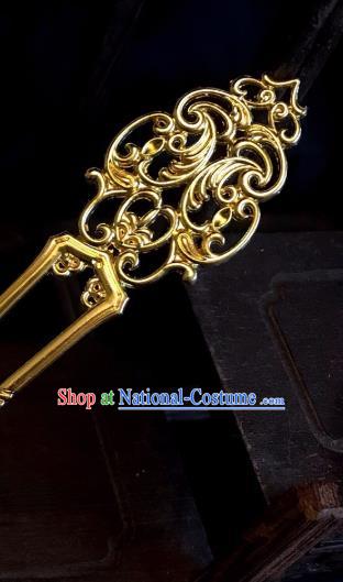 Handmade Chinese Tang Dynasty Court Queen Hair Clip Traditional Hair Accessories Ancient Golden Hairpins for Women