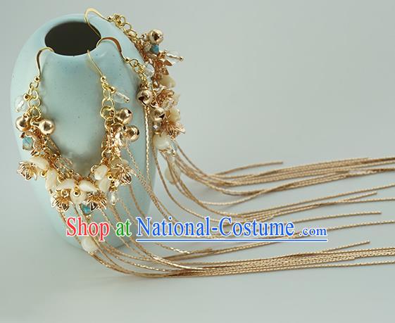 Top Grade Chinese Classical Ming Dynasty Jewelry Accessories Handmade Ancient Hanfu Golden Tassel Hair Clasp for Women