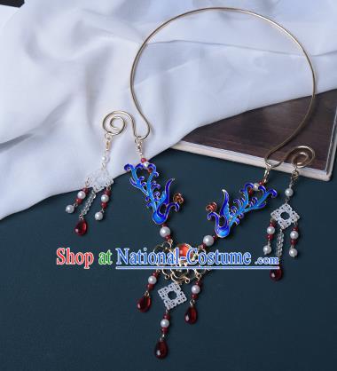 Chinese Handmade Precious Stones Necklet Decoration Traditional Ming Dynasty Cloisonne Phoenix Necklace Accessories for Women